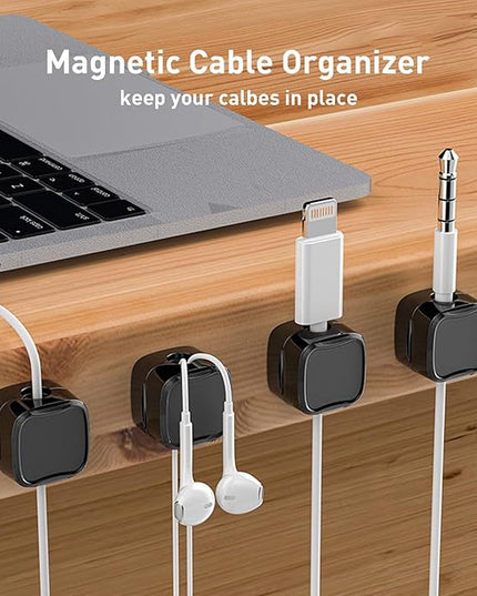 12 Pack Cable Clips, Cord Organizer, Cord Holder for Nightstand, Magnetic Cord Organizer, Strong Adhesive Charging Cable Keeper, Clip Holder