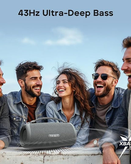 Tribit Portable Bluetooth Speaker StormBox Lava, 80W Loud Wireless Speaker, 24H Playtime, IP67 Waterproof, BT5.4, Custom EQ, XBass, Built-in Mic, TWS Pairing for Camping/Beach/Travel/Outdoor (Gray)