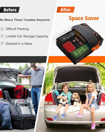 FIVKLEMNZ 21 Cubic Car Rooftop Cargo Carrier Roof Bag Waterproof for All Top of Vehicle with/Without Rack Includes Topper Anti-Slip Mat + Reinforced Straps + 6 Door Hooks + Luggage Lock