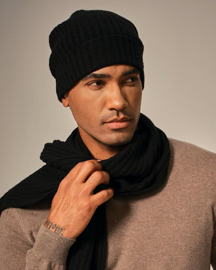 KVSS 100% Pure Cashmere Beanie for Women & Men Knit Winter Hat Cuff Rib Cap | Luxury from Inner Mongolia