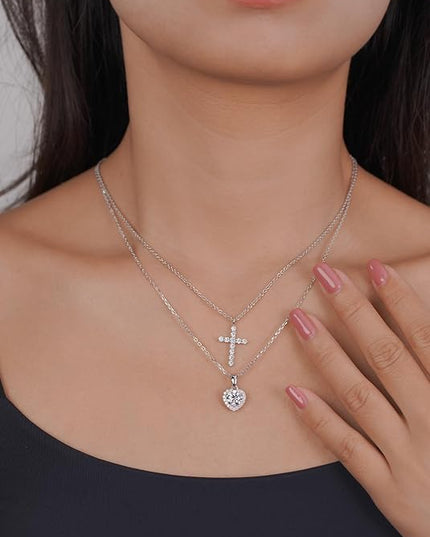 IMOLOVE Moissanite Solitaire Pendant Necklaces for Women Sterling Silver with 18K White Gold Plated 1-3 Carat D Color VVS1 Clarity Mossanite Jewelry for Women