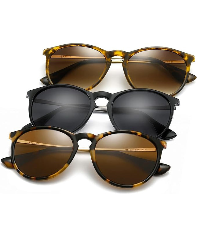 SUNGAIT Premium Vintage Round Sunglasses for Women Men Classic Retro Trendy Style