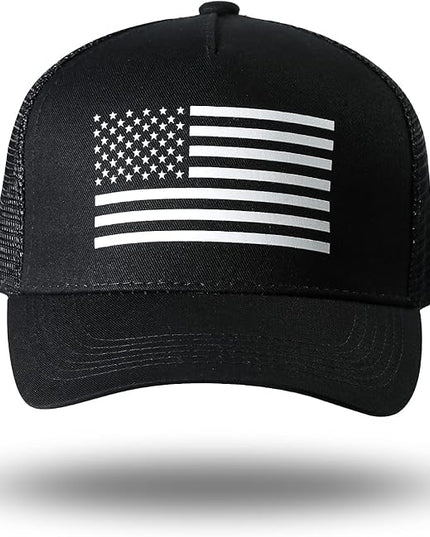 American Flag Trucker Hat - Snapback Hat, Baseball Cap for Men Women - Breathable Mesh Side, Adjustable Fit - for Casual Wear