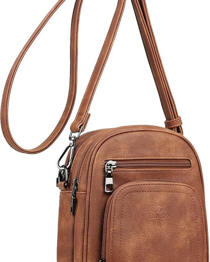 FADEON Small Purses for Women Crossbody Bags, Designer PU Leather Mini Cross Body Purse Travel Shoulder Bag Card Slots