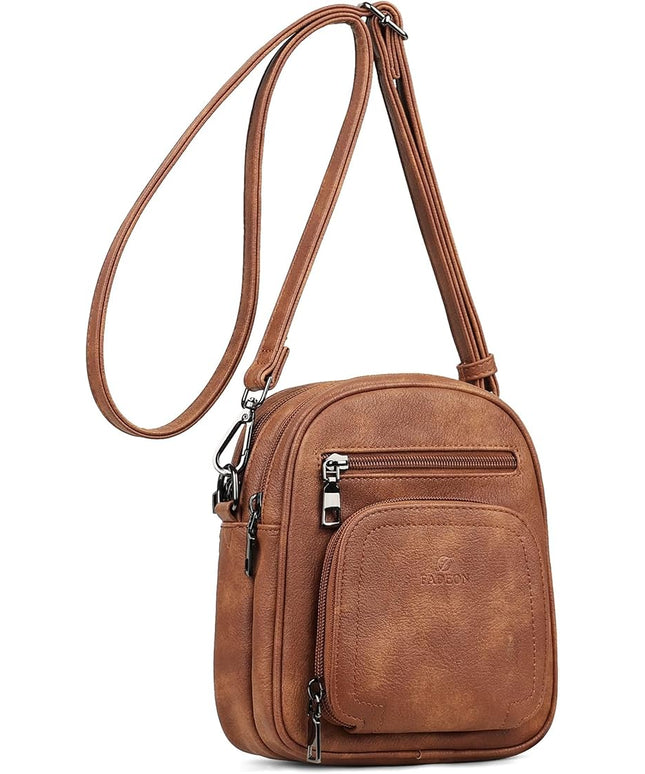 FADEON Small Purses for Women Crossbody Bags, Designer PU Leather Mini Cross Body Purse Travel Shoulder Bag Card Slots