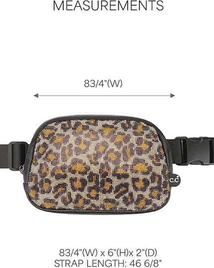 C.C Animal Print Rhinestone Fanny Pack – Leopard & Zebra Waist Bag, Crossbody Belt Bag with Adjustable Strap (Animal Print - Brown Leopard)