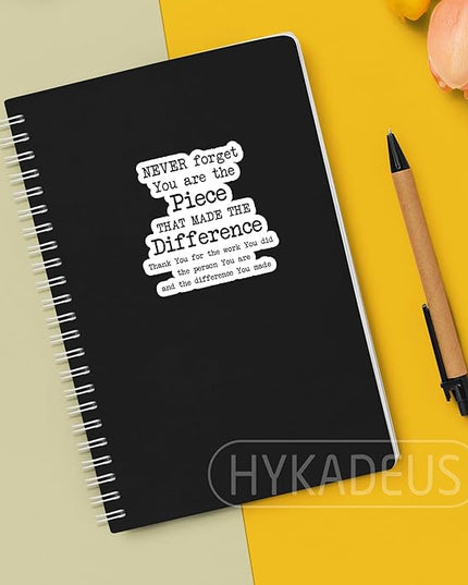 (3Pcs) Never Forget You are The Piece That Made The Difference Sticker Inspirational Appreciation Quote Vinyl Decals for Laptop, Water Bottle, Journal, Planner, Scrapbooking, 3" x 3"
