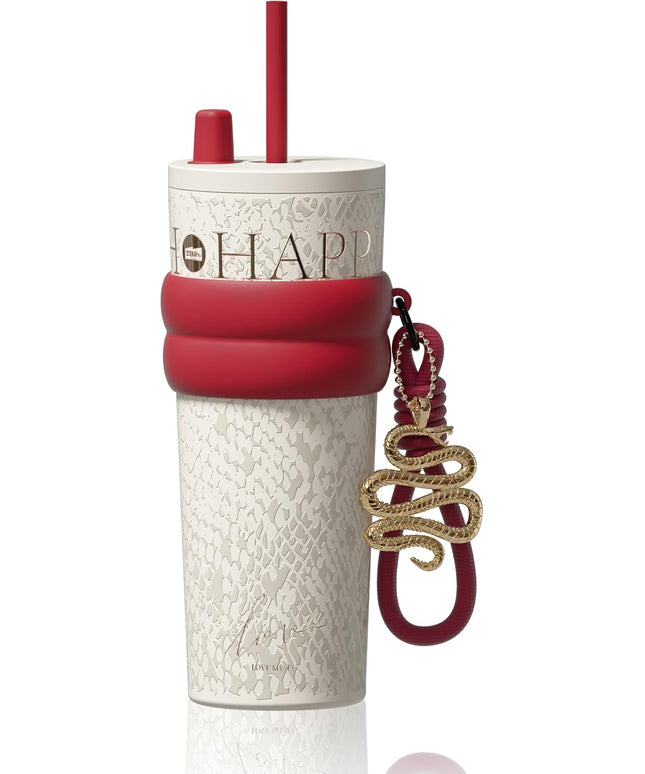 24 oz Tumbler with Lid and Straw, Insulated Coffee Mug Leak Proof, Portable Iced Travel Water Bottle, Reusable Thermal Coffee Cup, Gifts for Women, Pearl White