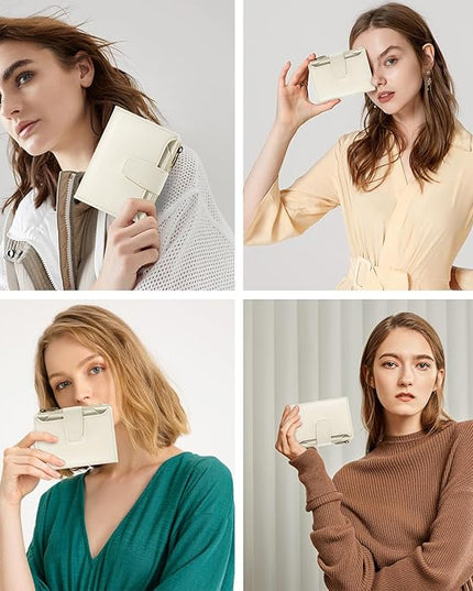 Airkit Small Wallet Women RFID Blocking Soft Leather Bifold Compact Card Holder Wallet for Women with Zipper Coin Pocket 4 ID Window