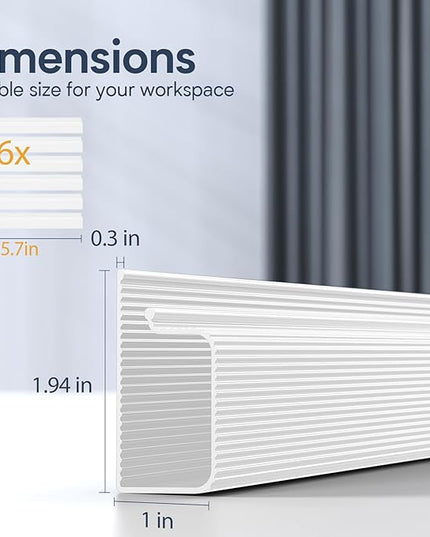 Delamu 6 Pack Safe 15.7in Tidy Cable Management Solution, Protect Kids Pets with Home Office Cable Management Under Desk, Cable Organizer, Cable Management Kit, Cord Organizer for Desk, White