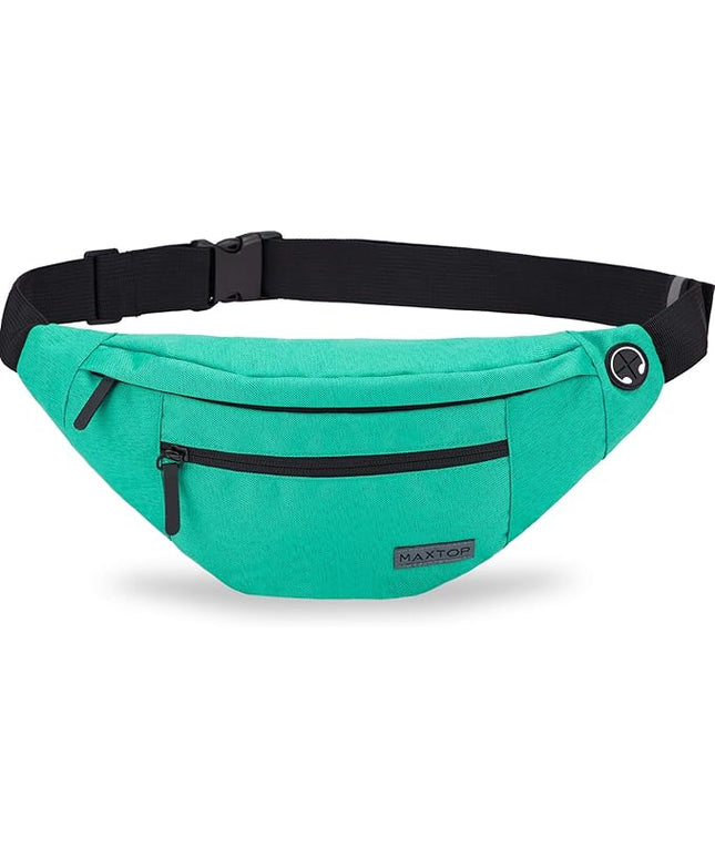MAXTOP Large Crossbody Fanny Pack with 4-Zipper Pockets,Gifts for Enjoy Sports Festival Workout Traveling Running Casual Hands-Free Wallets Waist Pack Phone Bag Carrying All Phones