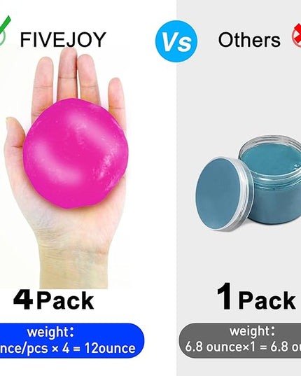 FiveJoy Car Cleaning Gels, 4-Pack Universal Auto Detailing Tools Car Interior Cleaner Putty, Dust Cleaning Mud for PC Tablet Laptop Keyboard, Camera, Printers, Calculator - 320g (2.8oz/pcs) (Pink)