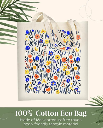 AUSVKAI Canvas Tote Bag for Women, Aesthetic Cute Grocery Grocery Reusable Cotton Gift Bag for Shooping Beach Trendy Gifts