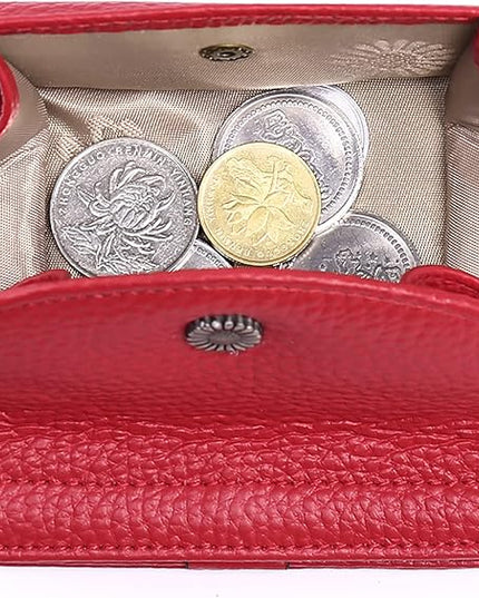 Plinvo Real Leather Small Wallet for Women Coin Pouch RFID Blocking Bifold Credit Card Holder Mini Wallet for Ladies (Red)
