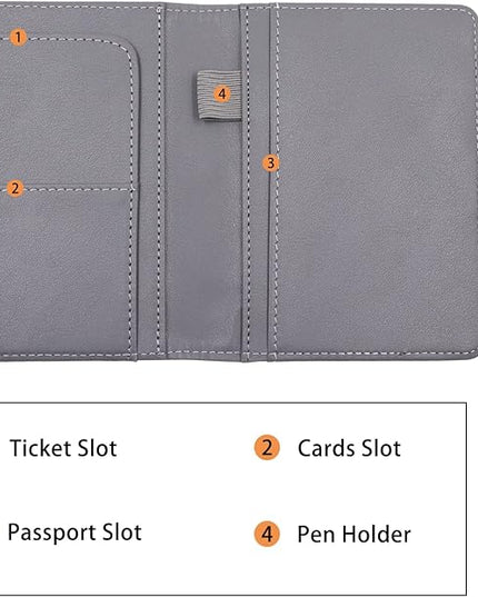 Melsbrinna Premium Leather Passport Holder Covers Case, Waterproof Rfid Blocking Travel Wallet Passport Holder with Pen Holder, Cute Passport Book for Women/Men