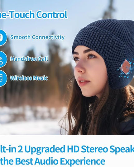 Bluetooth Beanie for Men Women, HD Stereo Sound Beanie with Headphones, Unique Tech Gifts for Men Husband Him Teen