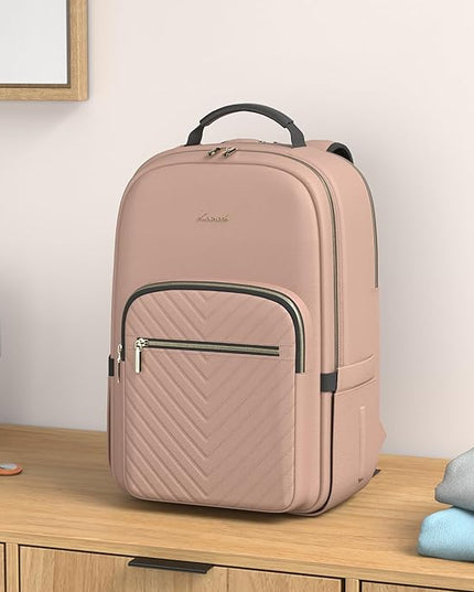 LOVEVOOK Laptop Backpack for Women 15.6 inch,Cute Womens Travel Backpack Purse,Professional Laptop Computer Bag,Waterproof Work Business College Teacher Bags Carry on Backpack with USB Port,Brown