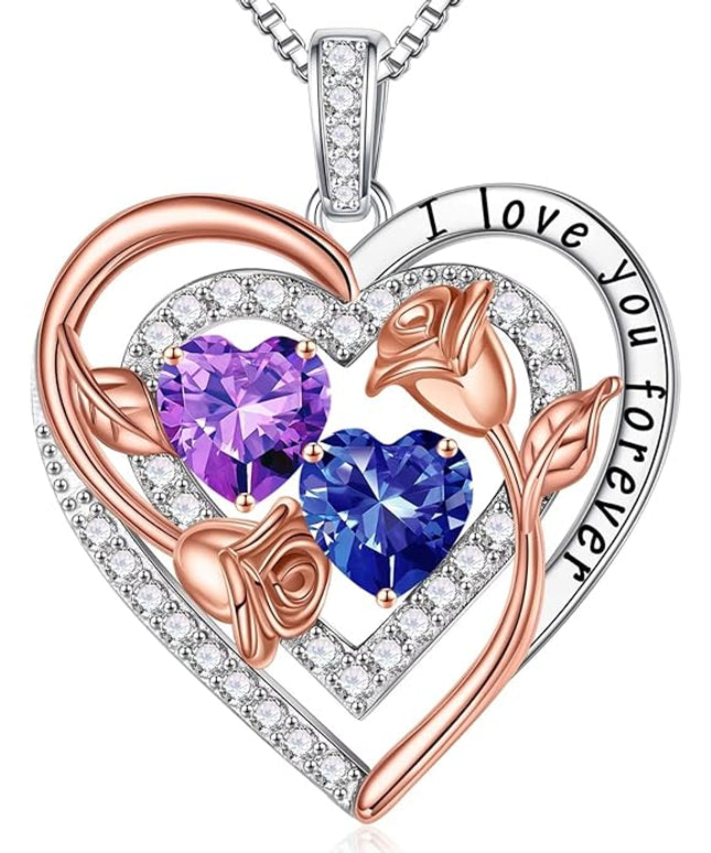 Iefil Christmas Gifts for Women - Sterling Silver Birthstone Necklace Anniversary Birthday Gifts for Her Wife Mom Daughter