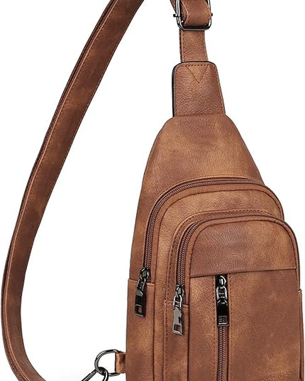 MASINTOR Sling Bag for Women - Crossbody Bags Fanny Pack with Vegan Leather - Adjustable Sling Backack for Travel
