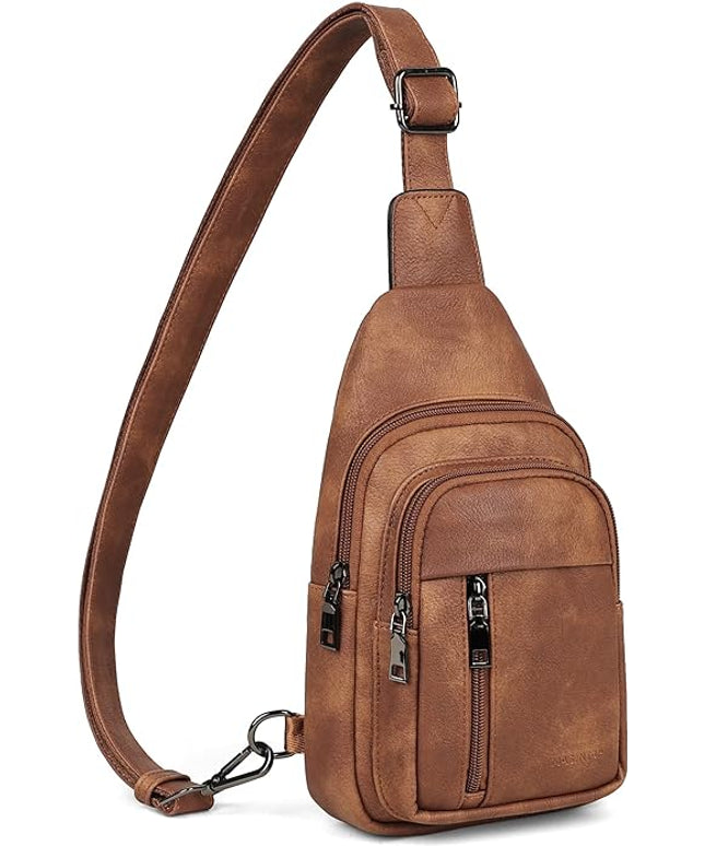 MASINTOR Sling Bag for Women - Crossbody Bags Fanny Pack with Vegan Leather - Adjustable Sling Backack for Travel