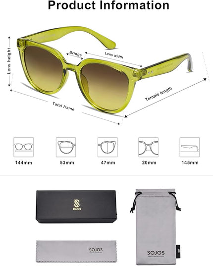 SOJOS Trendy Cat Eye Round Polarized Sunglasses for Women Fashion UV Protection Sunnies Sunglasses SJ2175