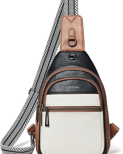 Sling Bag For Women Faux Leather Small Casual Daypack Backpack Fanny Pack Crossbody Chest Bags Purse