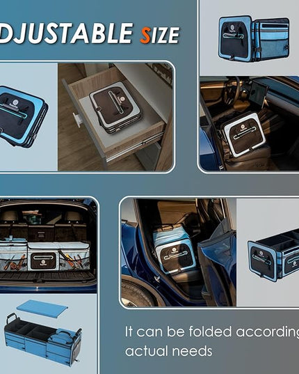 95L Car Trunk Organizer & Storage With 26L Ice Pack, Waterproof Foldable | Trunk Organizers for SUVs & Cars, Car Storage Organizer, Great Gift for Drivers (Blue-M004)