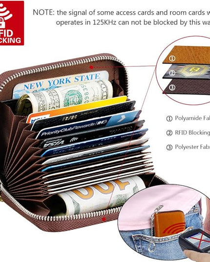FurArt Zipper Wallet Women, RFID Blocking Credit Card Wallet, Business Card Holder, Compact Size KeyChain Wallet