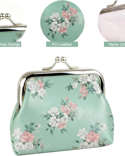 Coin Purse for Women Kiss Lock Mini Change Purse Small Coin Pouch Small Coin Purse Cute Coin Bag Coin Purses Change Pouch For Men and Women Green