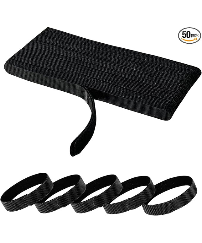 50PCS 6 Inch Adjustable 6-Inch Cord Organizer Ties, Fastening Cable Ties,Microfiber Cloth Used for Computer Link Cable Cord Management USB Cable Cable Ties (Black)