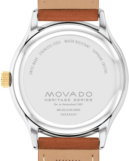 Movado Heritage Series Calendoplan Men's Watch - Swiss Quartz Movement, Leather Strap - 3 ATM Water Resistance - Classic, Luxury Fashion Timepiece for Him - 40mm