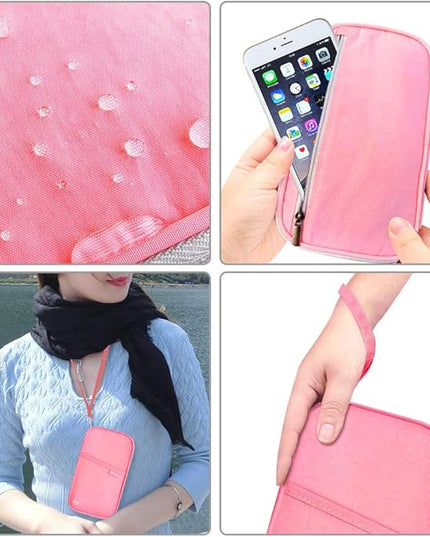 RFID Family Passport Wallet Holder Waterproof, Travel Document Organizer Credit Card Clutch Bag for Men Women