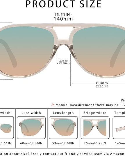 YDAOWKN Retro Aviator Sunglasses for Women Mens Large Frame Classic Vintage 70s Sun Glasses Aviators