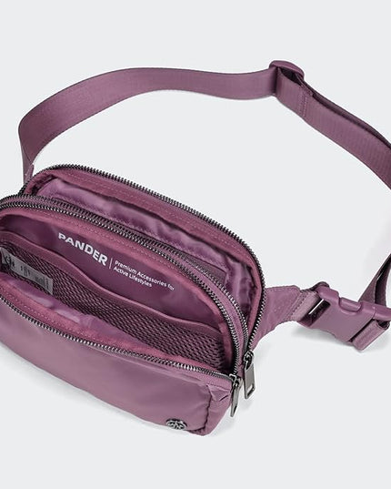 Pander Everywhere Belt Bag for Women, 5 Zipper Pockets Nylon Crossbody Fanny Pack Purse (Purple Lavender)