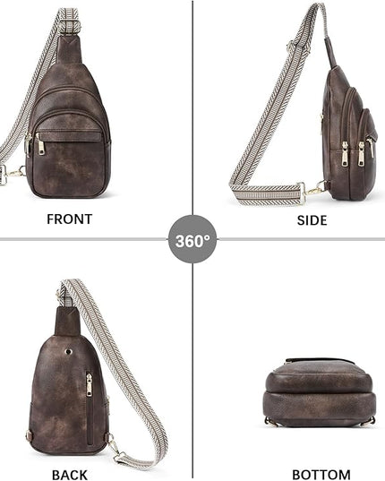 BOSTANTEN Small Sling Bag for Women Leather Crossbody Bags Fanny Pack Chest Bag for Travel