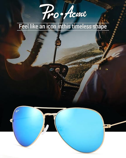 Pro Acme Classic Aviator Sunglasses for Women & Men Glass Lens Metal Frame UV400 Driver Sunglasses