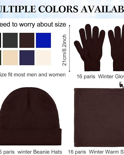Yunsailing 48Pcs Bulk Winter Beanie Hat Scarf Gloves Winter Set for Men Women Knit Beanies Homeless Care Package Supplies