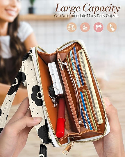 Cute Small Crossbody Purse Cell Phone Bags for Women - Leather Cellphone Wallet Purse with Shoulder Strap
