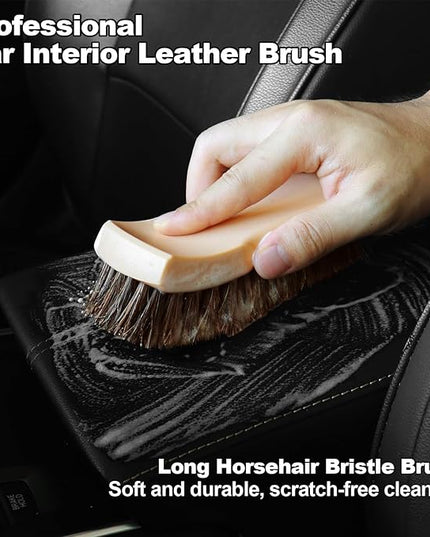 10PCS Car Cleaning Kit, Car Detailing Kit Interior Cleaner, Long Bristle Horse Hair Leather Cleaning Brush, Car Detailing Brushes, Microfiber Cloth & Applicator, Car Cleaning Supplies for Interior