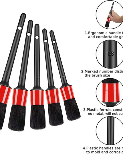 10pcs Auto Car Detailing Brush Set Car Interior Cleaning Kit Includes 5 Boar Hair Detail Brush,3 Wire Brush, 2 Air Vent Brush for Cleaning Car Interior Exterior, Dashboard Engines Leather Wheel