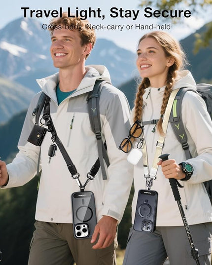 Phone Lanyard Crossbody, Adjustable Anti-Theft Neck Strap with 2 Patches, Durable & Skin-Friendly, Universal CellPhone for iPhone & Android Case, Travel Essential, Beige