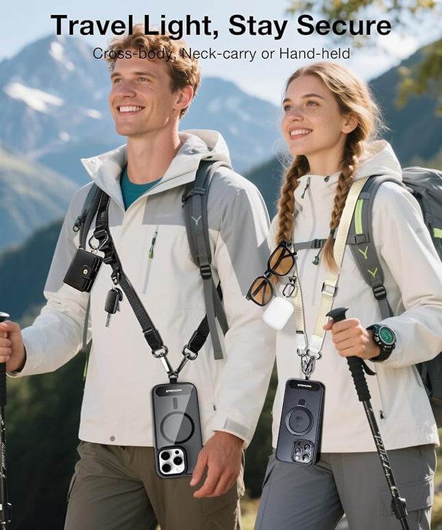 Phone Lanyard Crossbody, Adjustable Anti-Theft Neck Strap with 2 Patches, Durable & Skin-Friendly, Universal CellPhone for iPhone & Android Case, Travel Essential, Beige