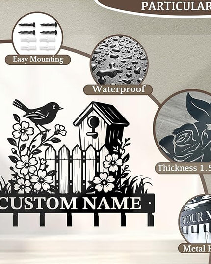 peanut case Customized Keys Holder - Personalized Birds Flower Key Hooks Wall Metal Sign Decor,Wall Holder, Garden,Door Hook (Style D)