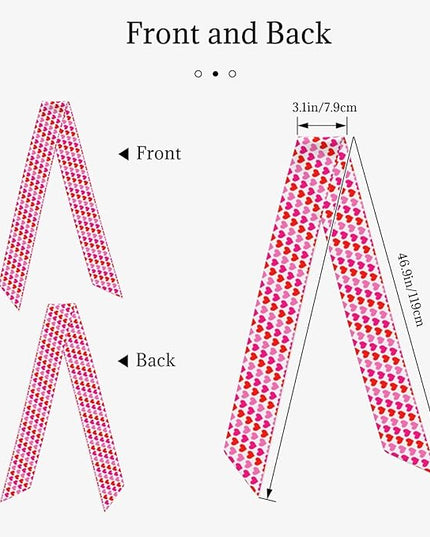 Valentine Red Hearts Bandanas Head Scarf For Women Hair Scarves Accessories Lightweight Fashion Wrap Neck Headscarf