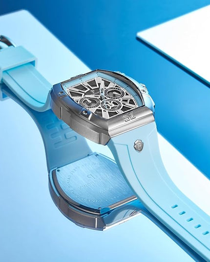 Paras Crown Watches for Men Tonneau 5ATM Waterproof Quartz Luxury Chronograph Analog Men's Wrist Watches Stainless Steel Case Mens Watches