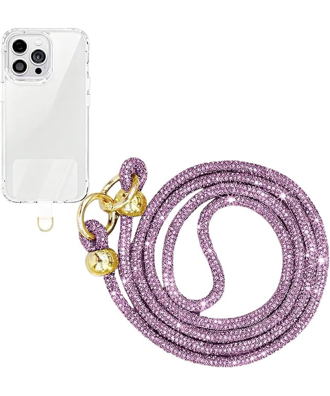 Crystal Phone Lanyard for Women Sparkling Crossbody Phone Strap with Full Rhinestone Bling Anti-Theft Phone Strap