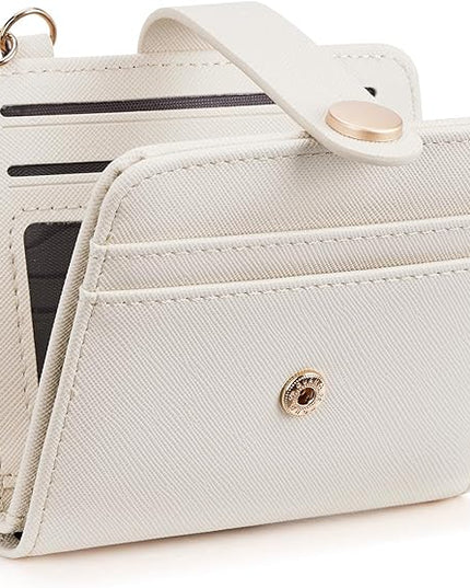 POIUGOYA Slim Wallet for Women,RFID Blocking Bifold Credit Card Holder with Zipper Coin Pocket,ID Window,Keychain
