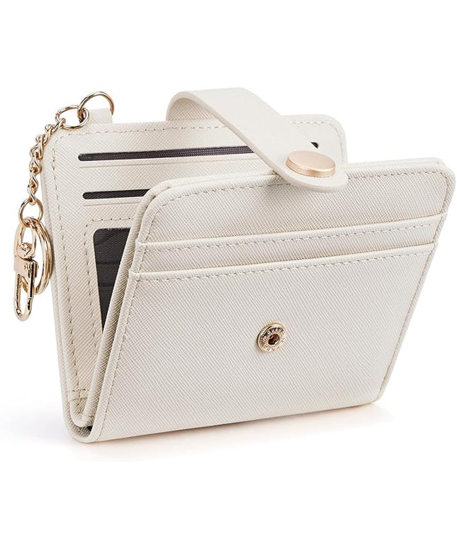 POIUGOYA Slim Wallet for Women,RFID Blocking Bifold Credit Card Holder with Zipper Coin Pocket,ID Window,Keychain