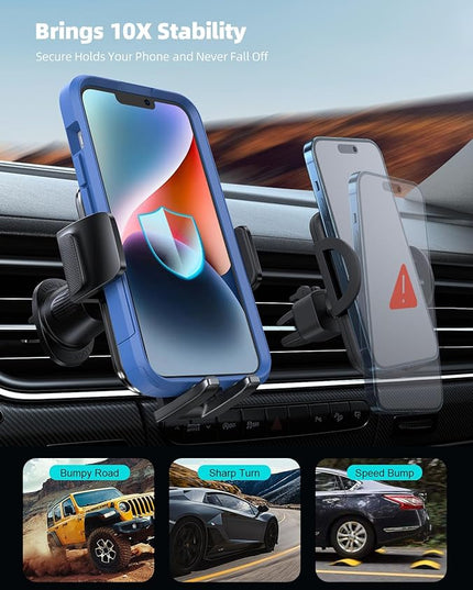Lamicall 2026 Wider Clamp & Metal Hook Car Phone Holder Vent [Thick Cases Friendly] Phone Holders for Your Car Mount Automobile Hands Free Cradle Air Vent for iPhone 16 15 14 13 Pro Max Smartphone
