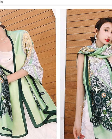 Fashion Scarves Scarf 100% Silk Feeling Scarf Silk Like Scarves Long Lightweight Sunscreen Shawls for Women